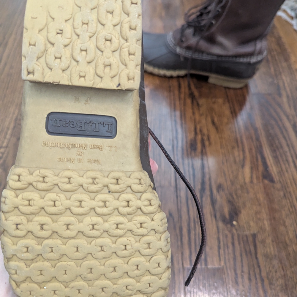 L.L. Bean Brown Leather Shearling-Lined Duck Boots - Picture 3 of 3